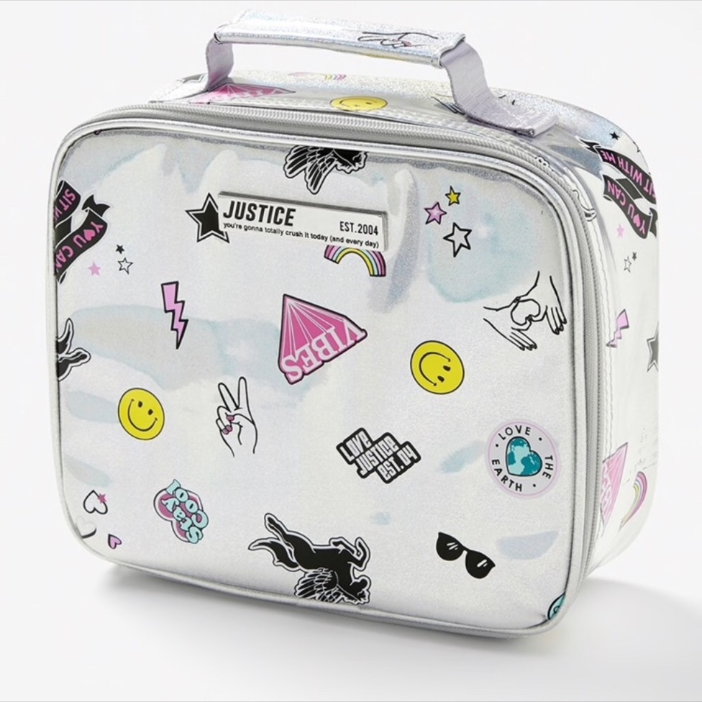 JUSTICE Holographic Lunch Pail Bag NWT New